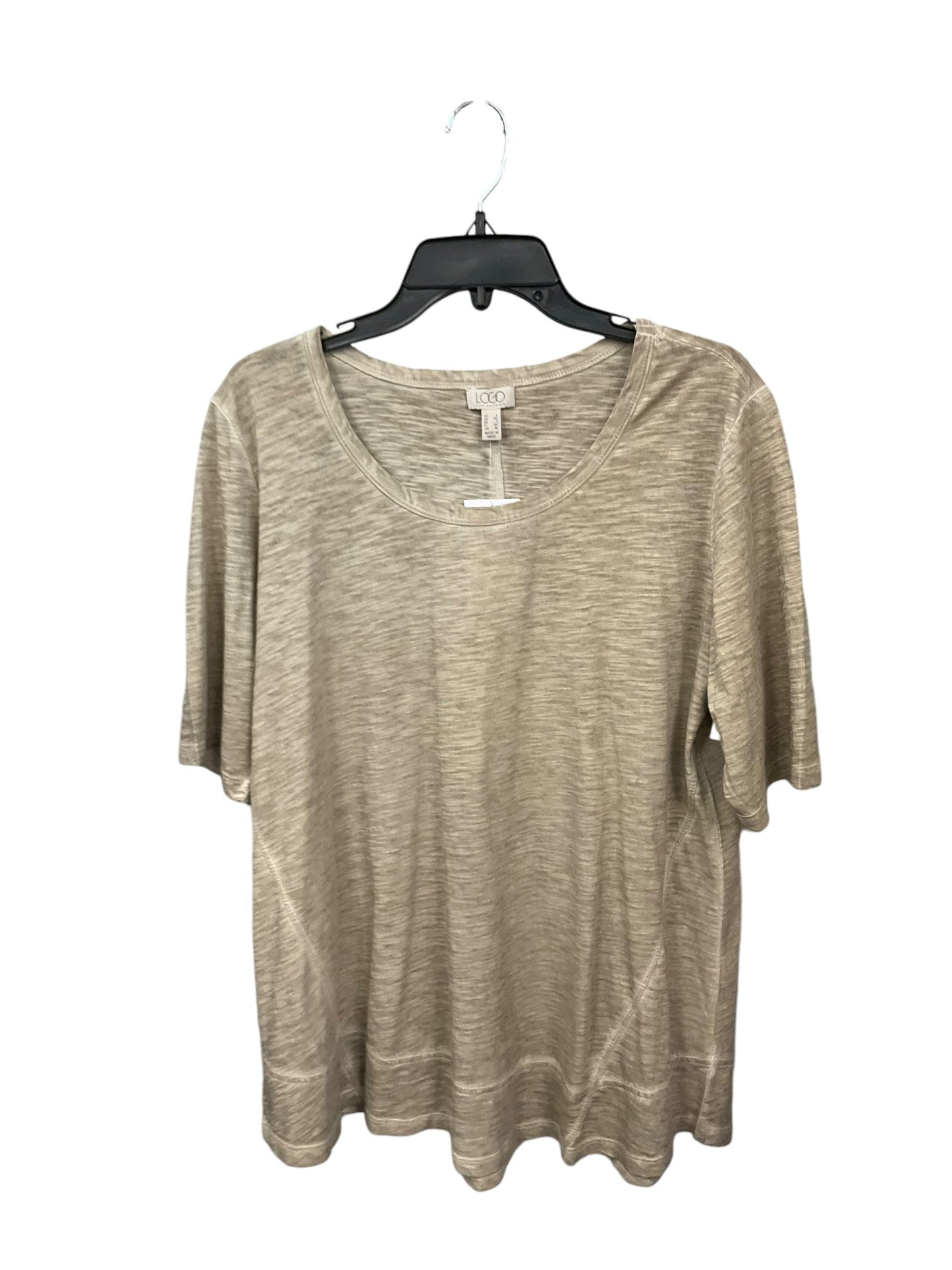 Top Short Sleeve Basic By Logo In Tan, Size: L