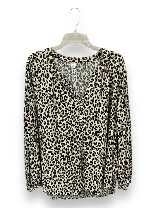 Blouse Long Sleeve By Old Navy In Leopard Print, Size: Xl