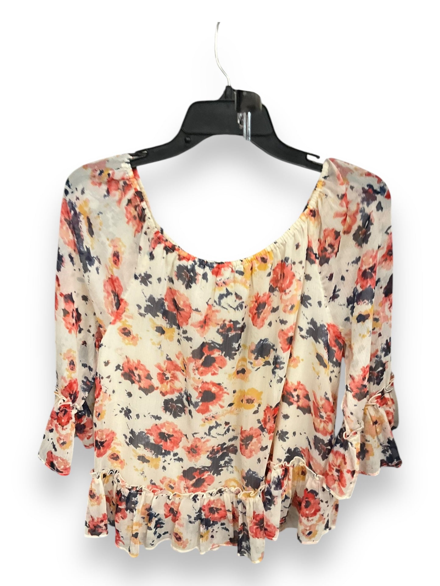 Blouse 3/4 Sleeve By Lucky Brand In Floral Print, Size: M