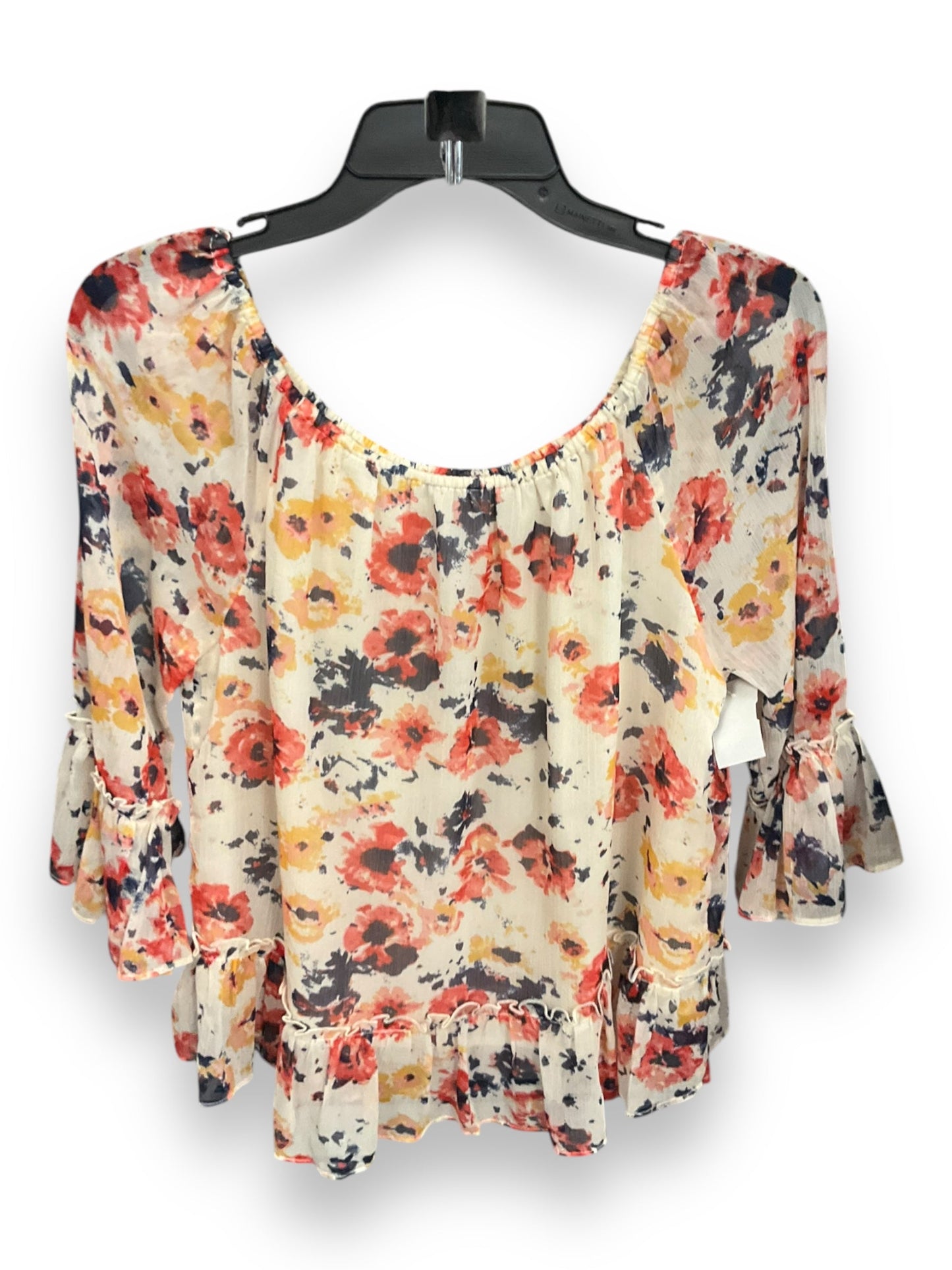 Blouse 3/4 Sleeve By Lucky Brand In Floral Print, Size: M