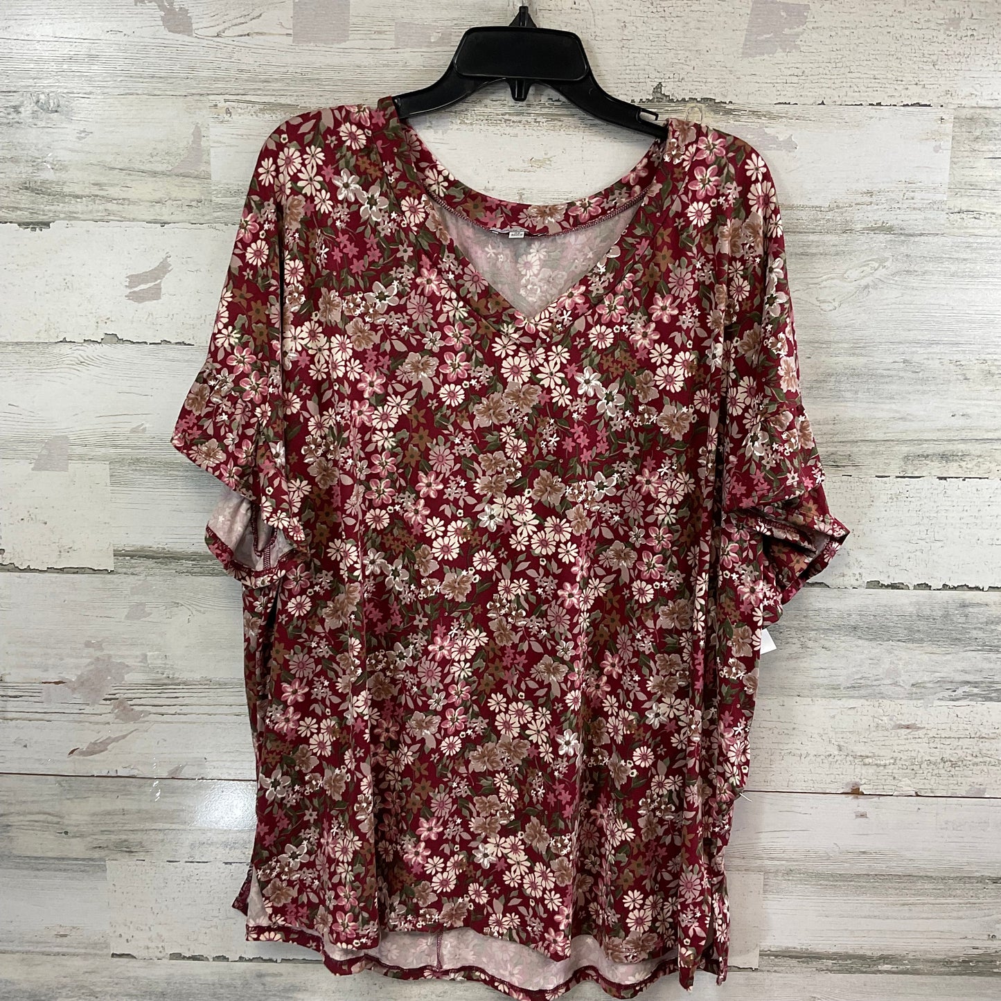 Top Short Sleeve By White Birch In Red, Size: 3x