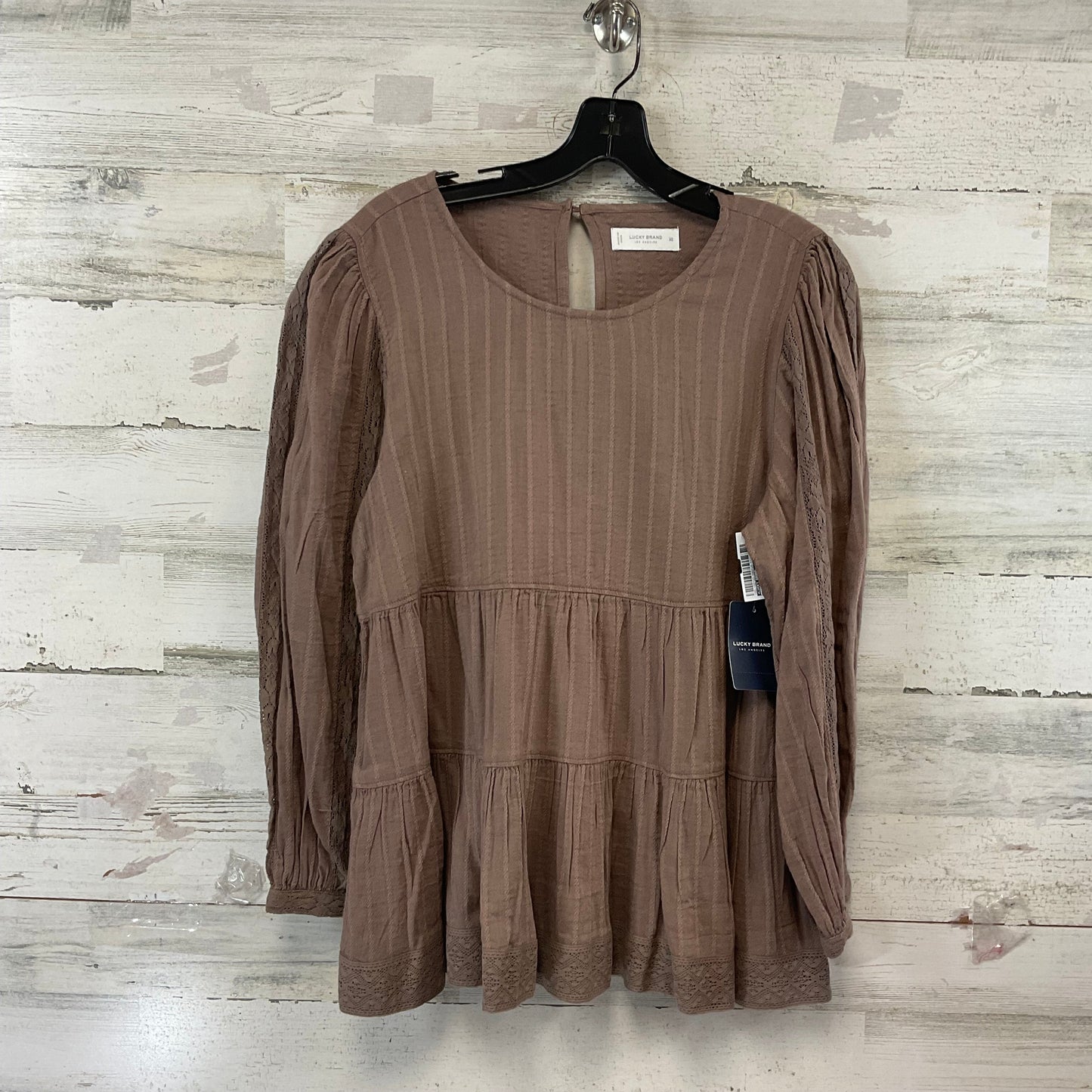 Top Long Sleeve By Lucky Brand In Brown, Size: Xs