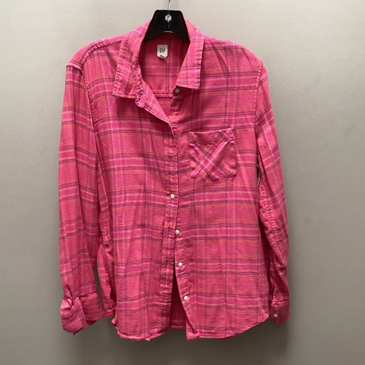 Blouse Long Sleeve By Gap In Pink, Size: L