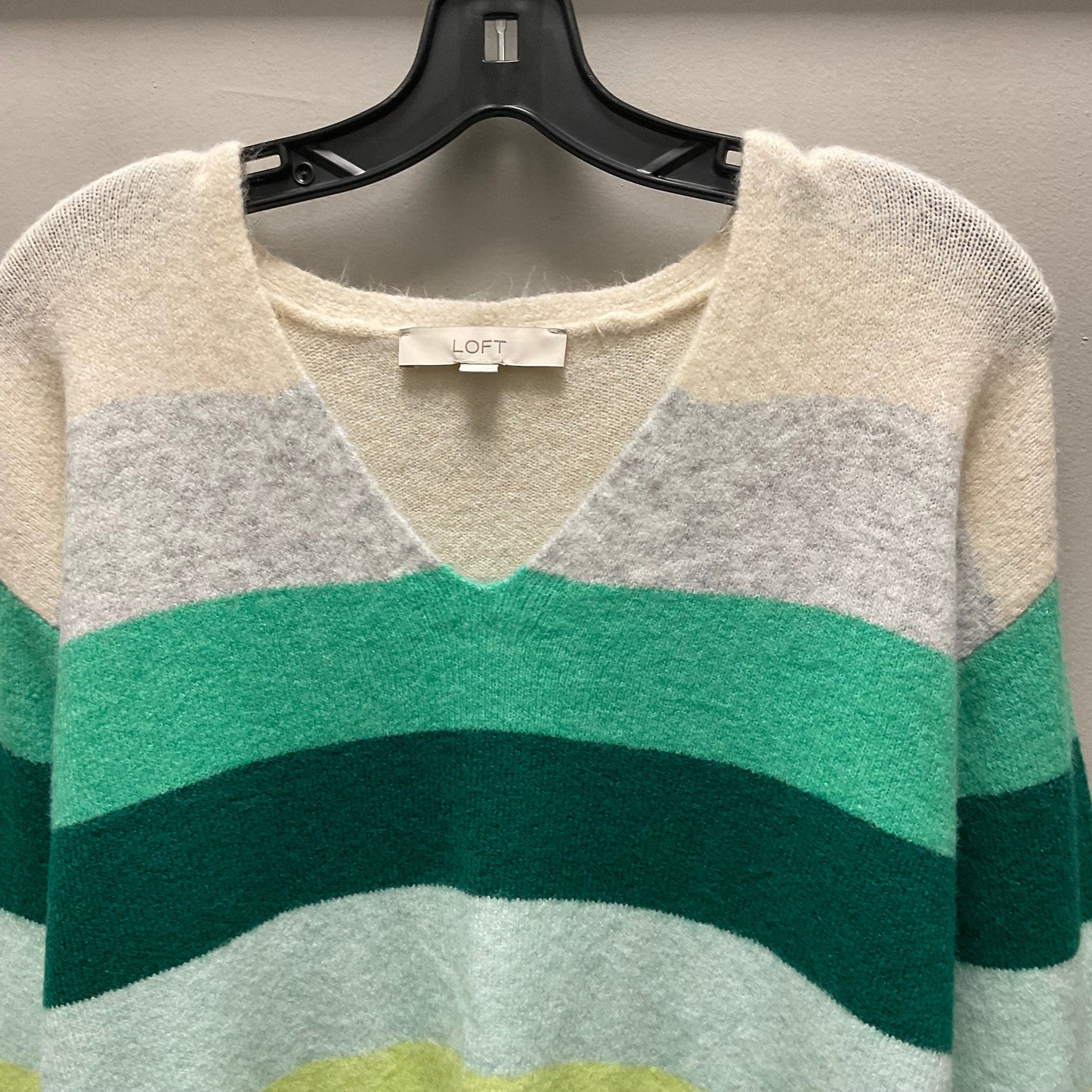 Sweater By Loft In Green & Tan, Size: S