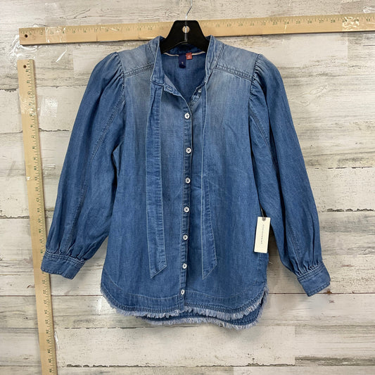 Blue Denim Blouse Long Sleeve Pilcro, Size Xxs