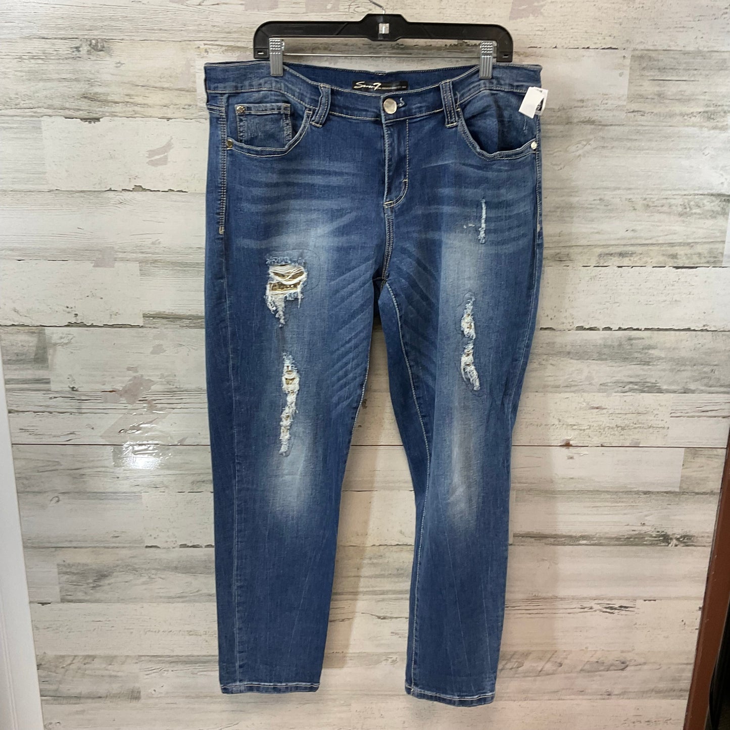 Jeans Straight By Seven 7 In Blue Denim, Size: 12