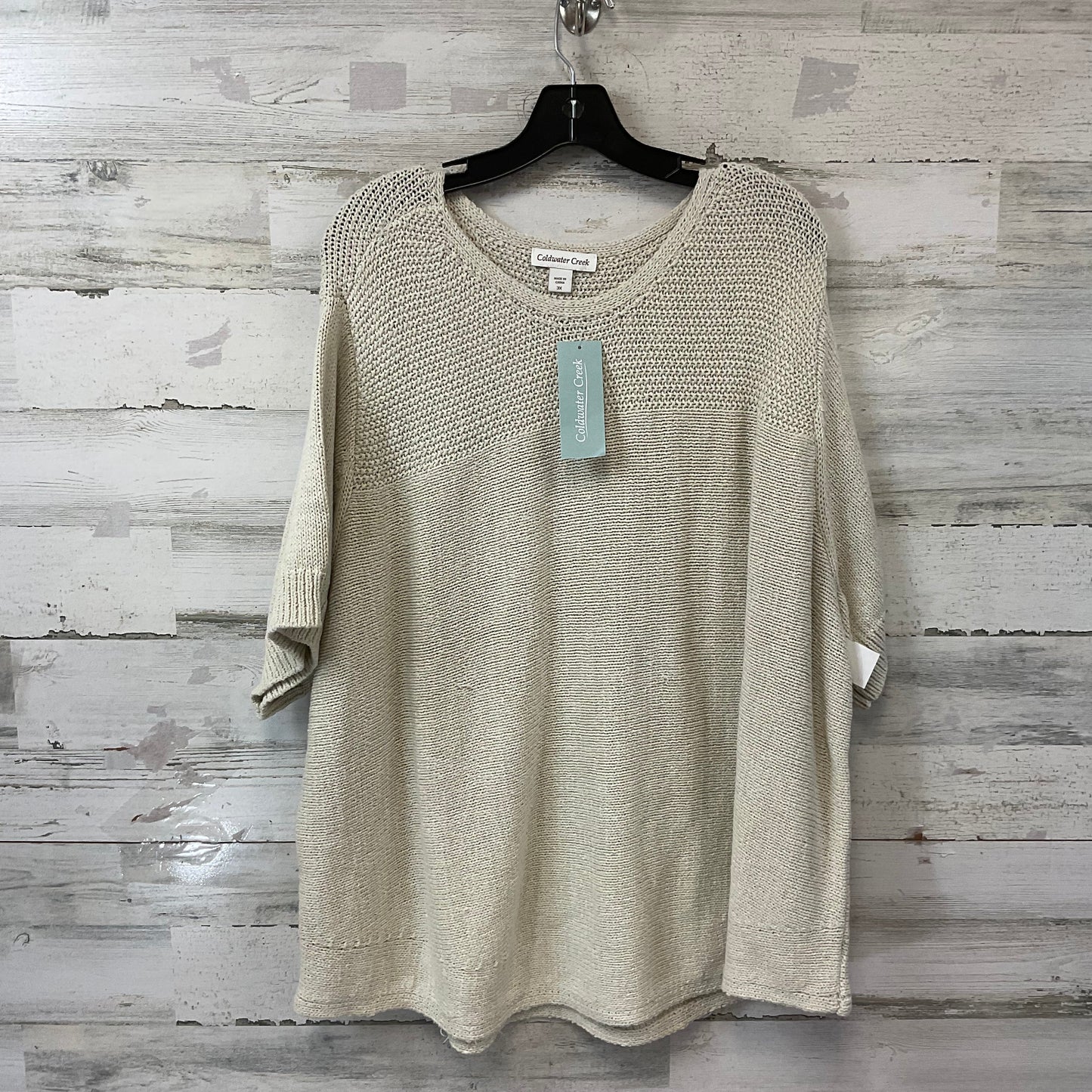 Sweater Short Sleeve By Coldwater Creek In Cream, Size: 3x