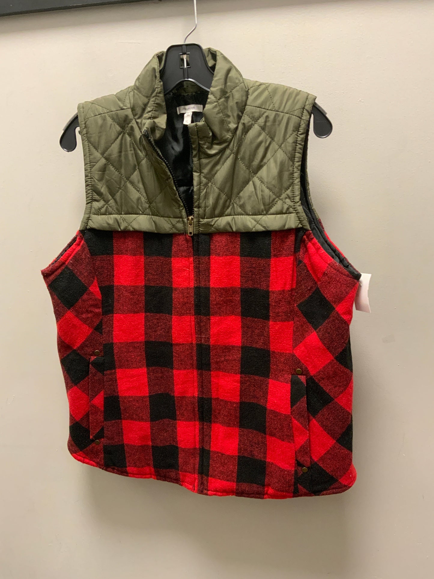 Vest Puffer & Quilted By Maurices In Green & Red, Size: Xl