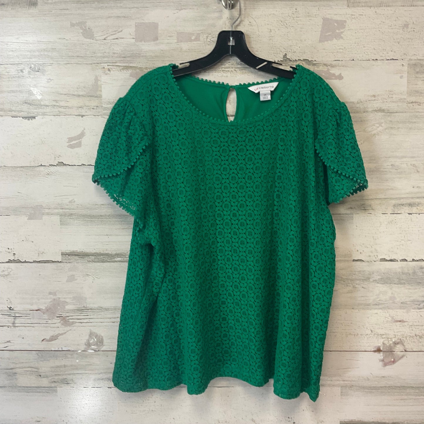 Top Short Sleeve By Liz Claiborne In Green, Size: 2x