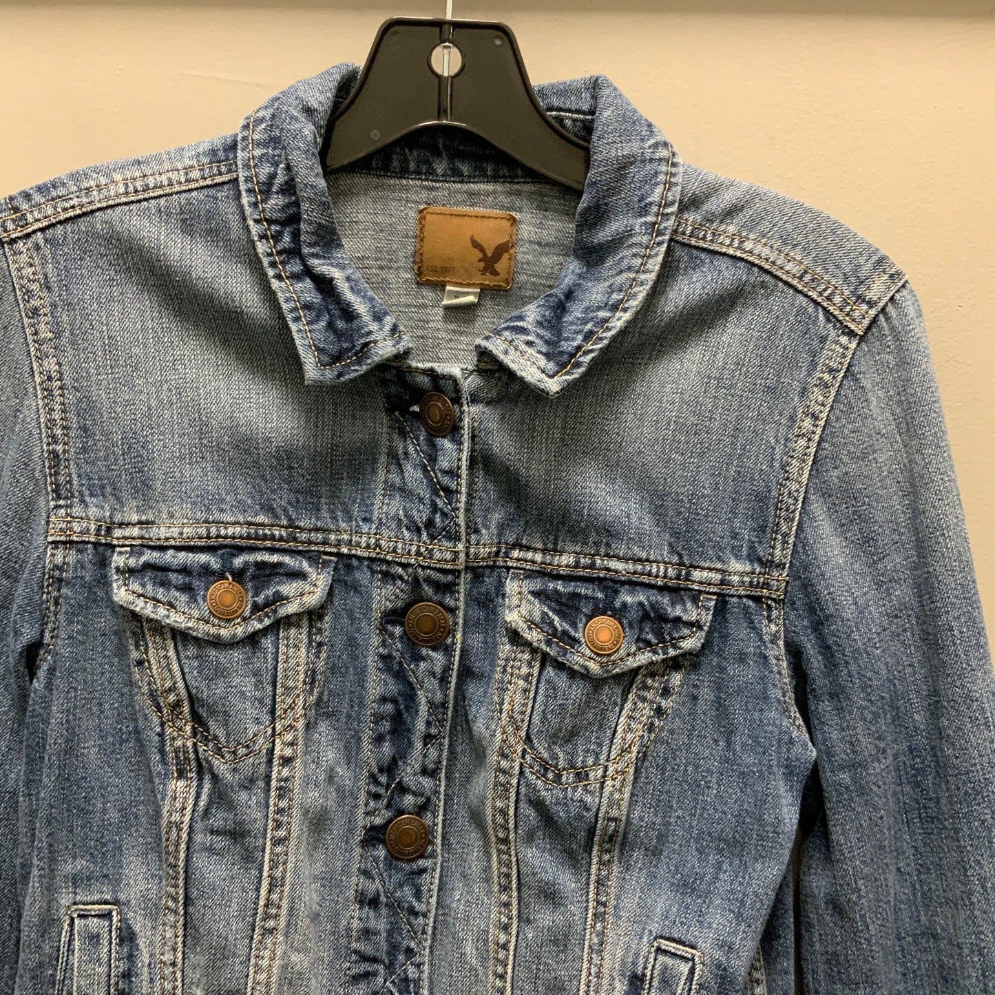 Jacket Denim By American Eagle In Blue Denim, Size: M