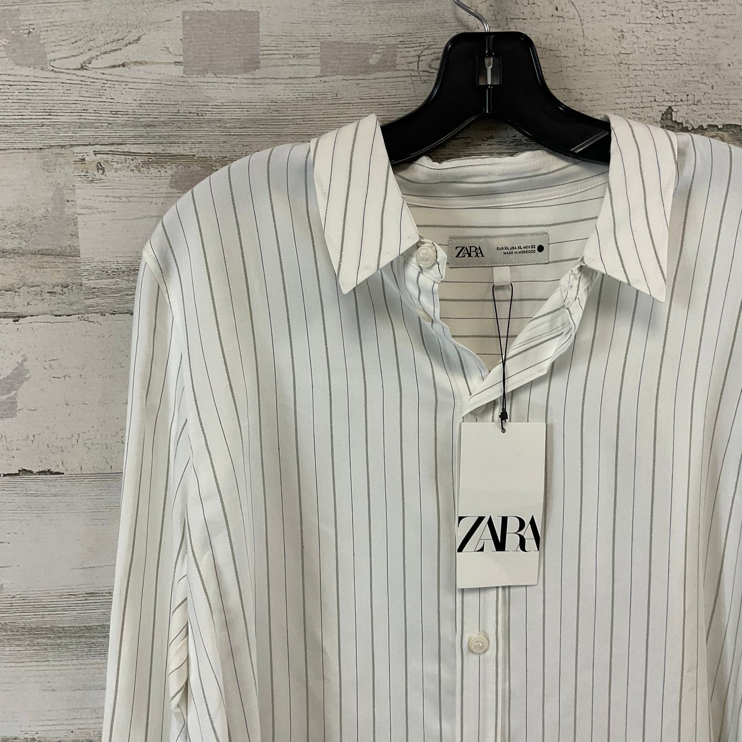 Blouse Long Sleeve By Zara In White, Size: Xl