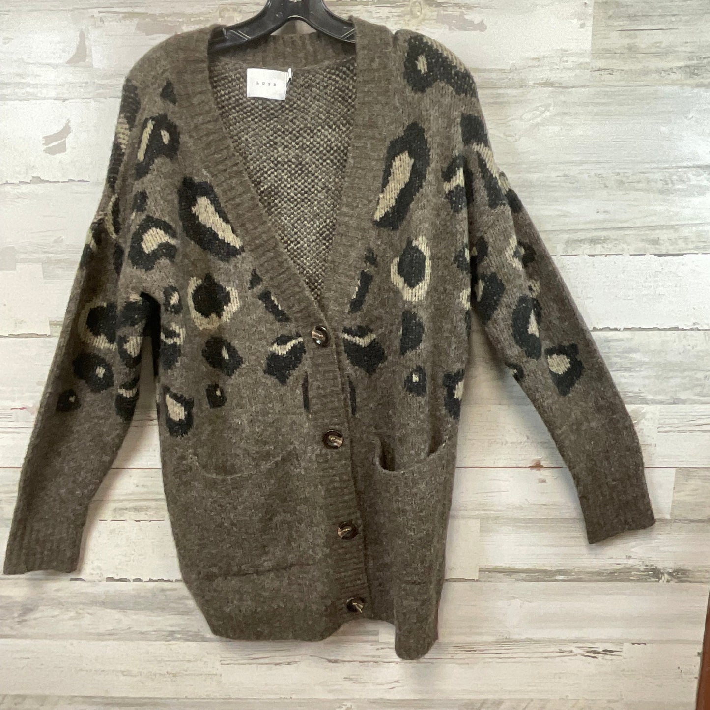 Sweater Cardigan By Lush In Brown, Size: M