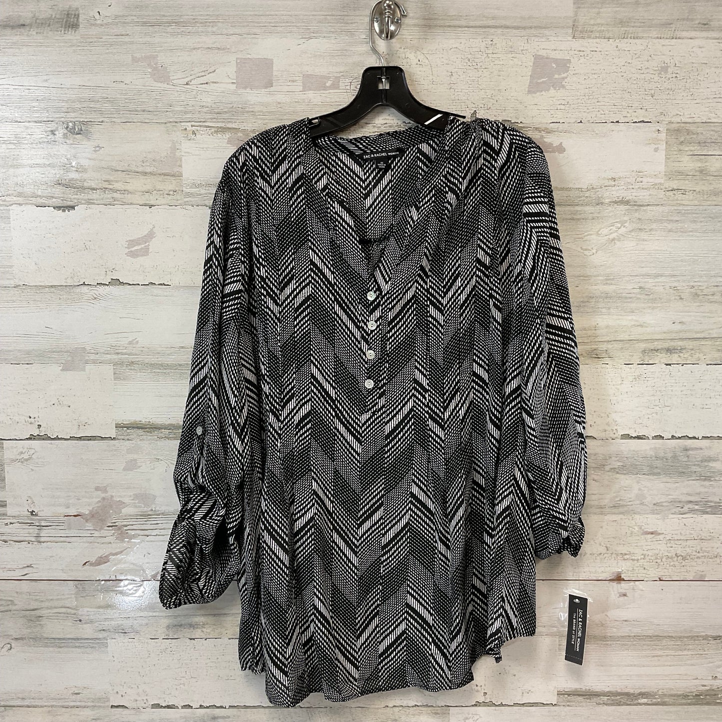 Blouse 3/4 Sleeve By Zac And Rachel In Black, Size: 1x