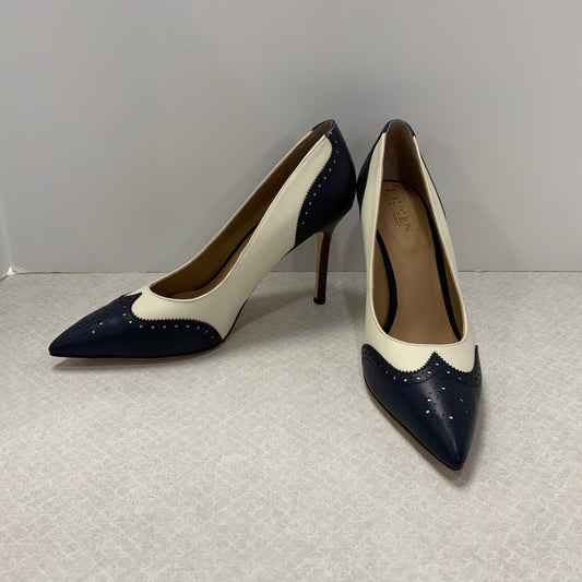 Shoes Heels Stiletto By Lauren By Ralph Lauren In Blue & Cream, Size: 8.5