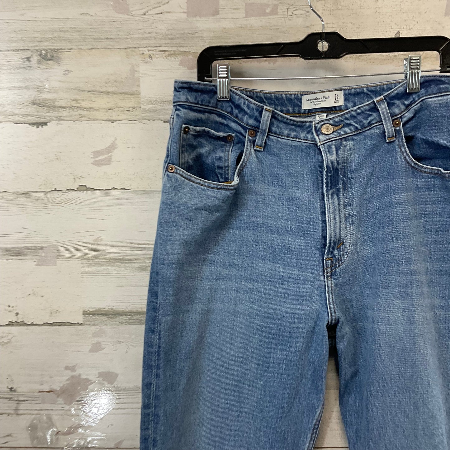 Jeans Straight By Abercrombie And Fitch In Blue Denim, Size: 14