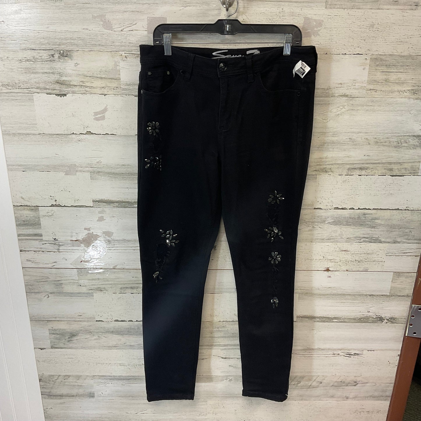 Jeans Straight By Seven 7 In Black, Size: 12