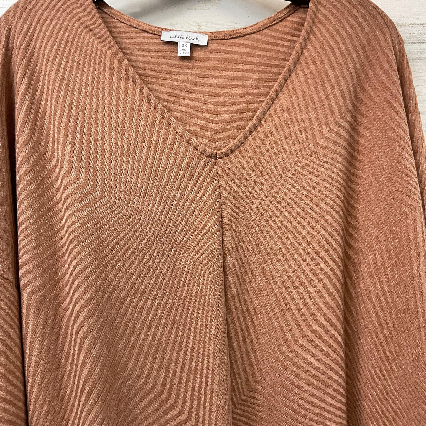 Top Long Sleeve By White Birch In Brown, Size: 3x