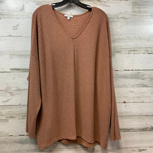 Top Long Sleeve By White Birch In Brown, Size: 3x