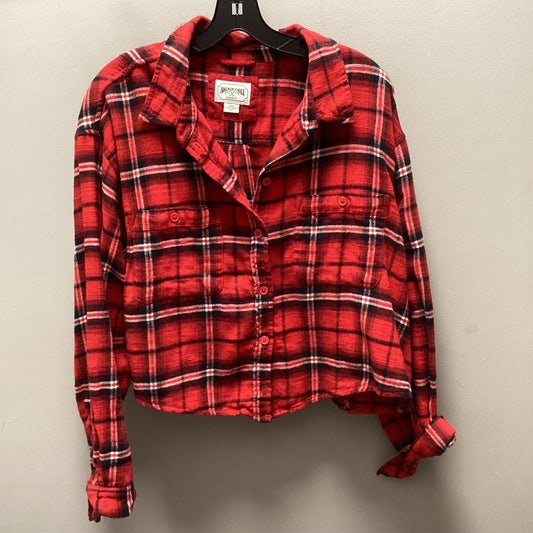 Blouse Long Sleeve By American Eagle In Red, Size: L