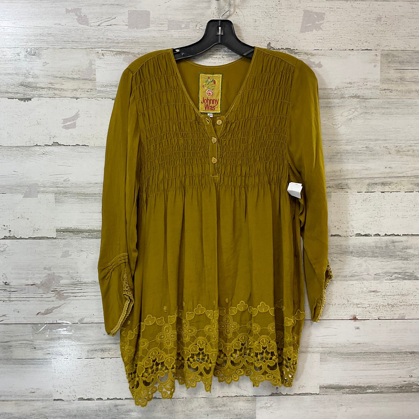 Blouse 3/4 Sleeve By Johnny Was In Green, Size: M