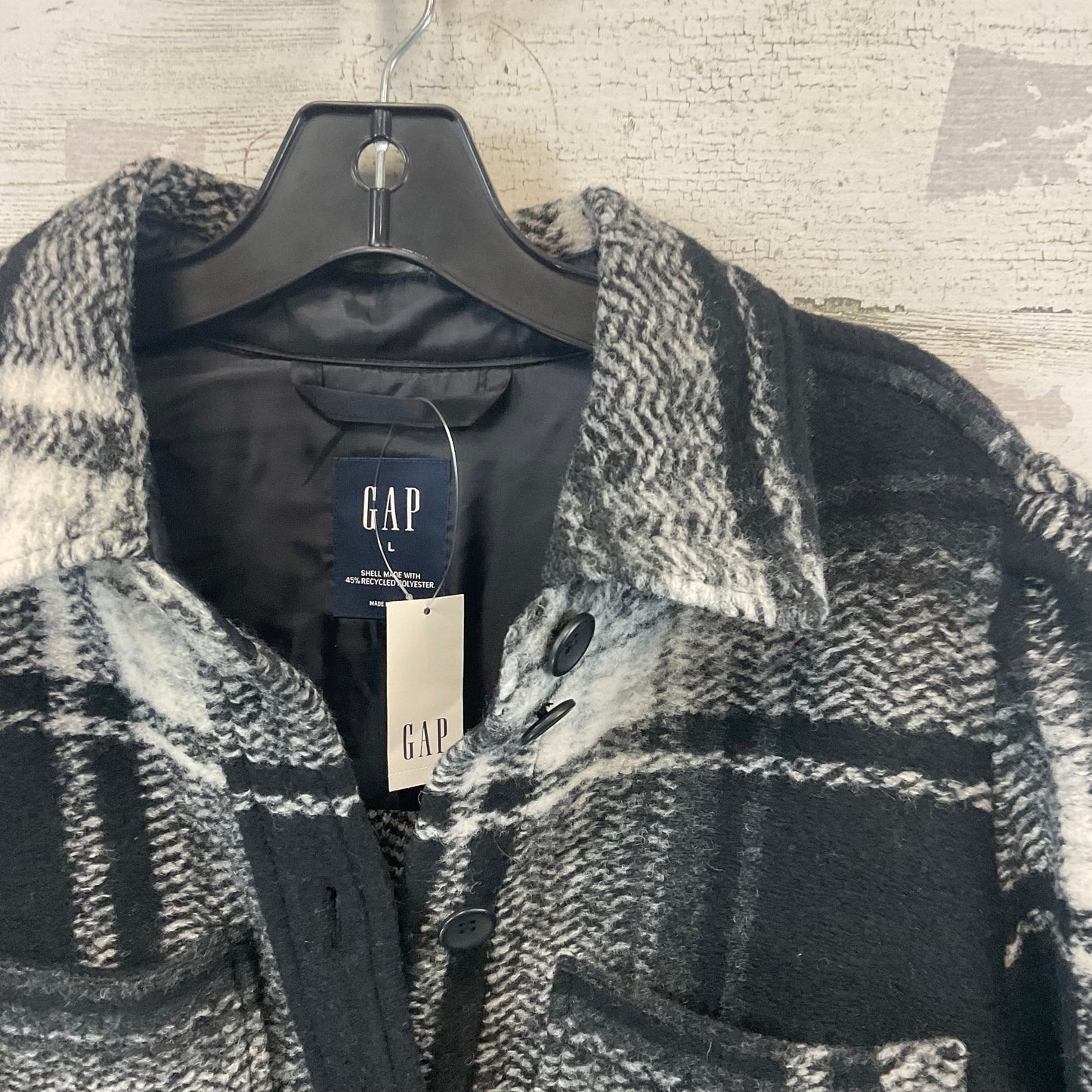 Jacket Shirt By Gap In Black, Size: L