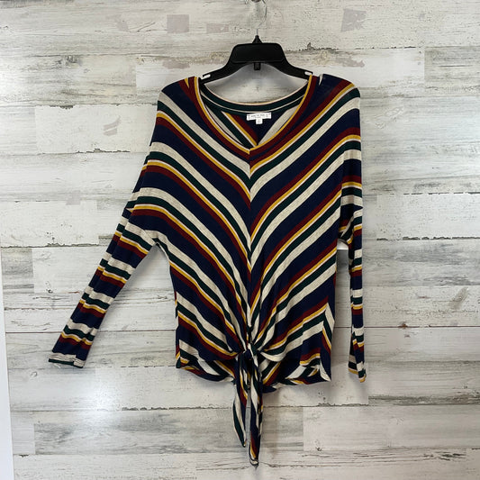 Top Long Sleeve Basic By Blu Pepper In Striped Pattern, Size: S