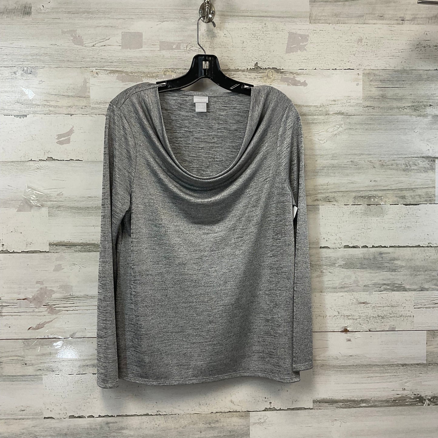 Top Long Sleeve By Chicos In Silver, Size: M