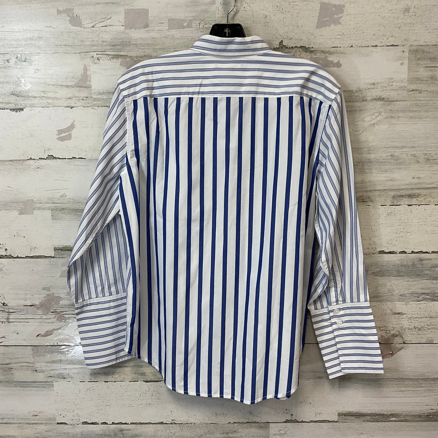 Blouse Long Sleeve By J. Crew In Blue & White, Size: S