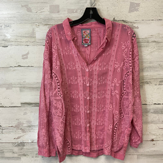 Blouse Long Sleeve By Johnny Was In Pink, Size: S