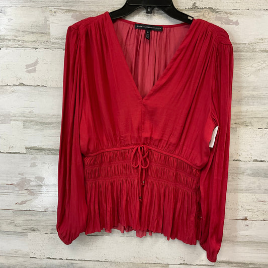 Blouse Long Sleeve By White House Black Market In Red, Size: M