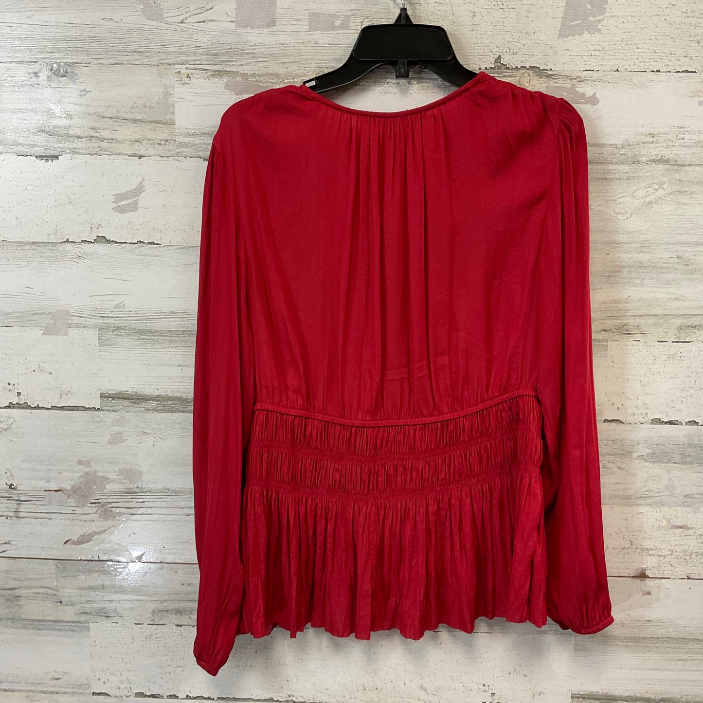 Blouse Long Sleeve By White House Black Market In Red, Size: M