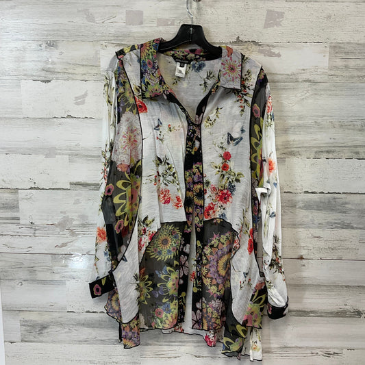 Blouse Long Sleeve By John Mark In Black & White, Size: 2x