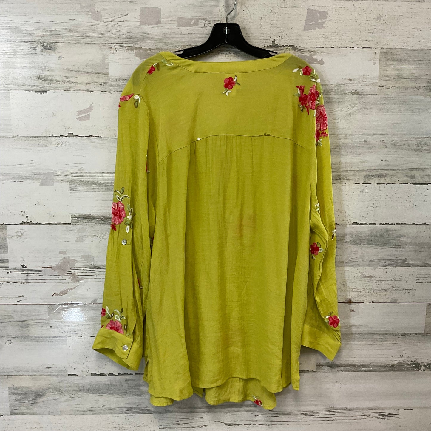 Blouse Long Sleeve By Figuero & Flower In Green, Size: 3x