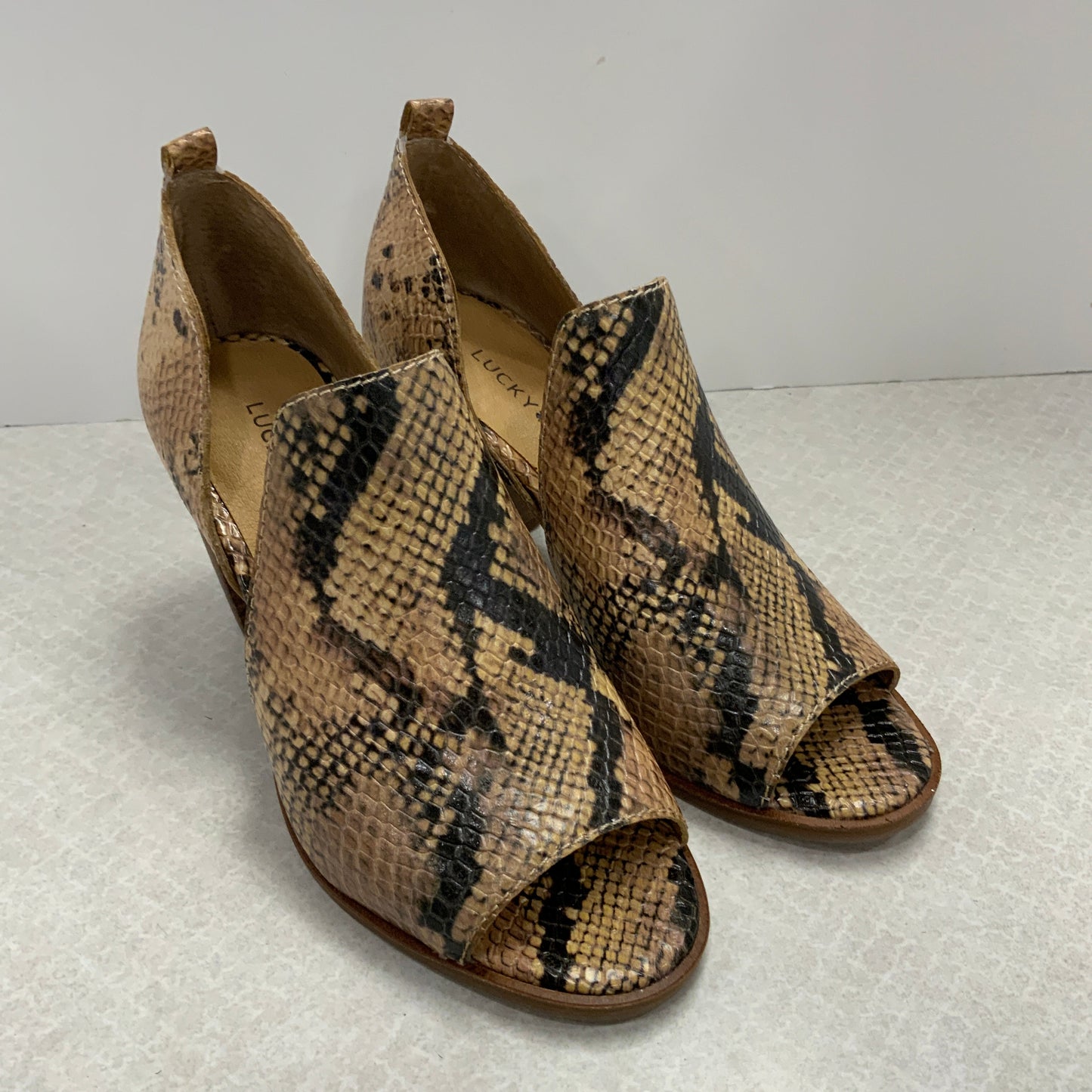 Shoes Heels Block By Lucky Brand In Animal Print, Size: 5.5