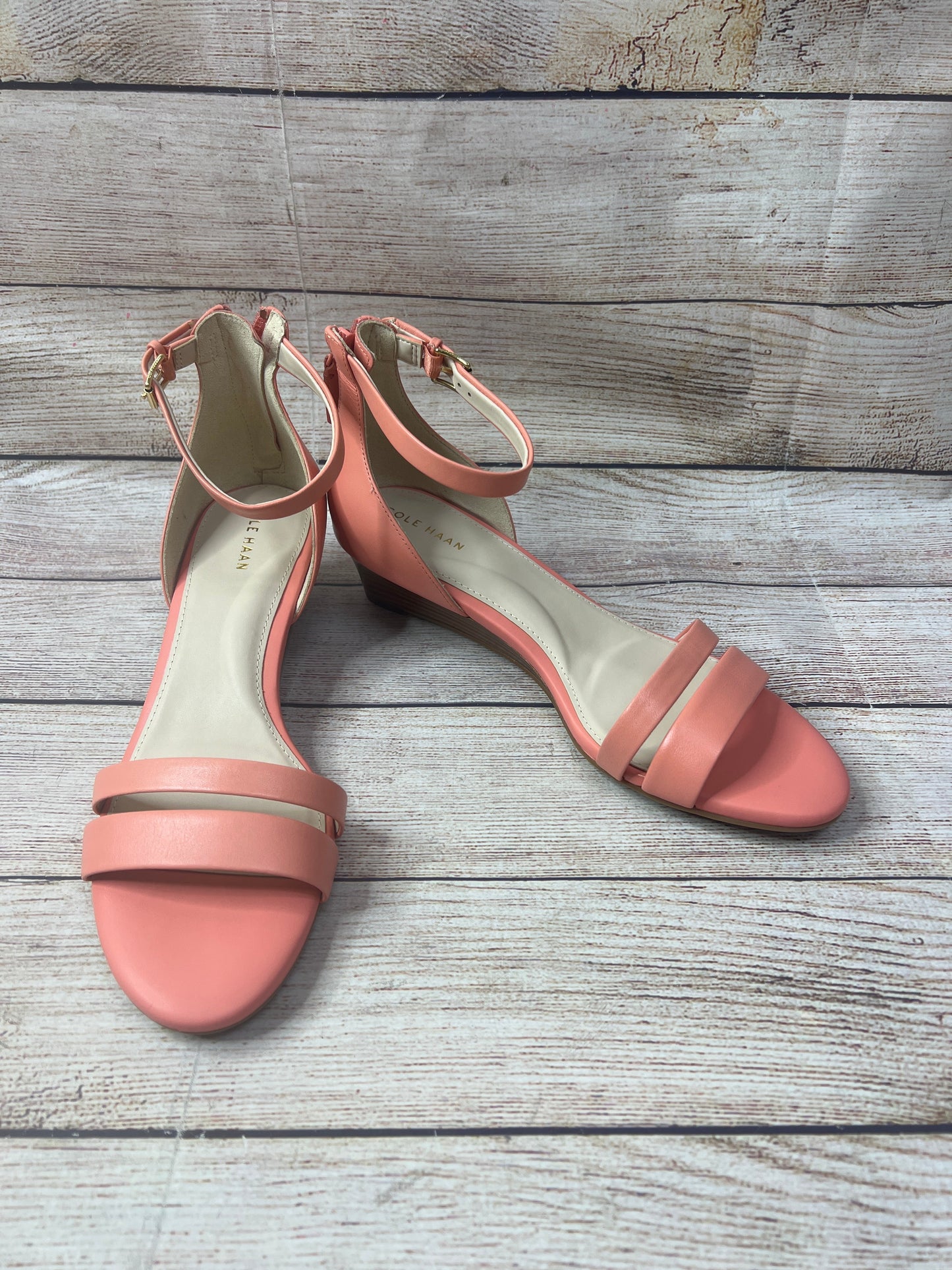 Sandals Heels Wedge By Cole-haan In Coral, Size: 8