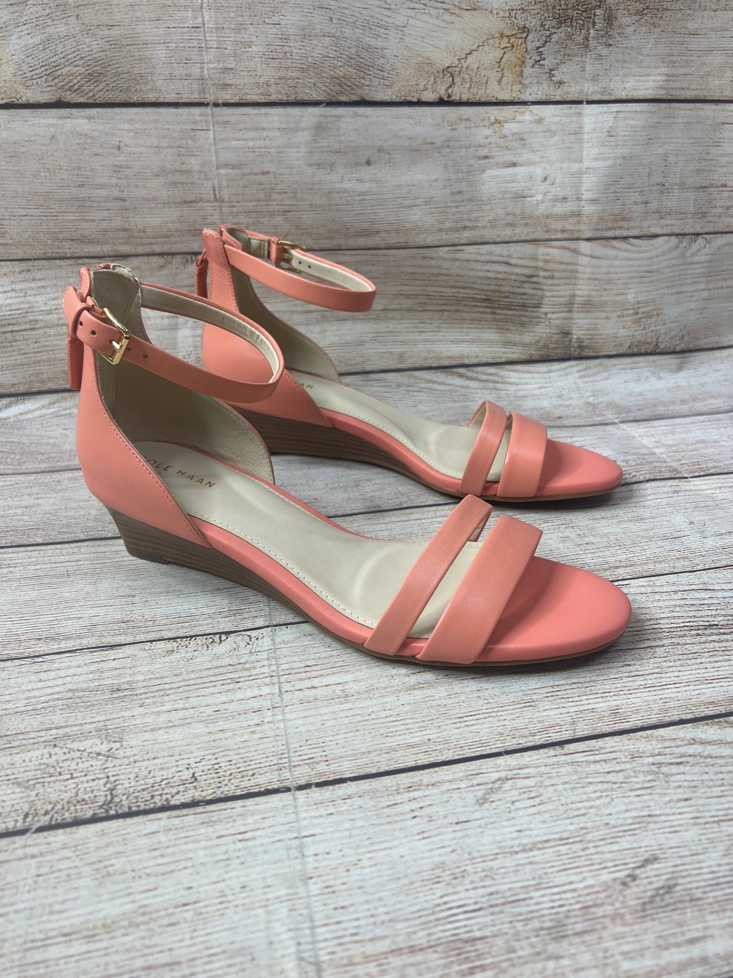 Sandals Heels Wedge By Cole-haan In Coral, Size: 8