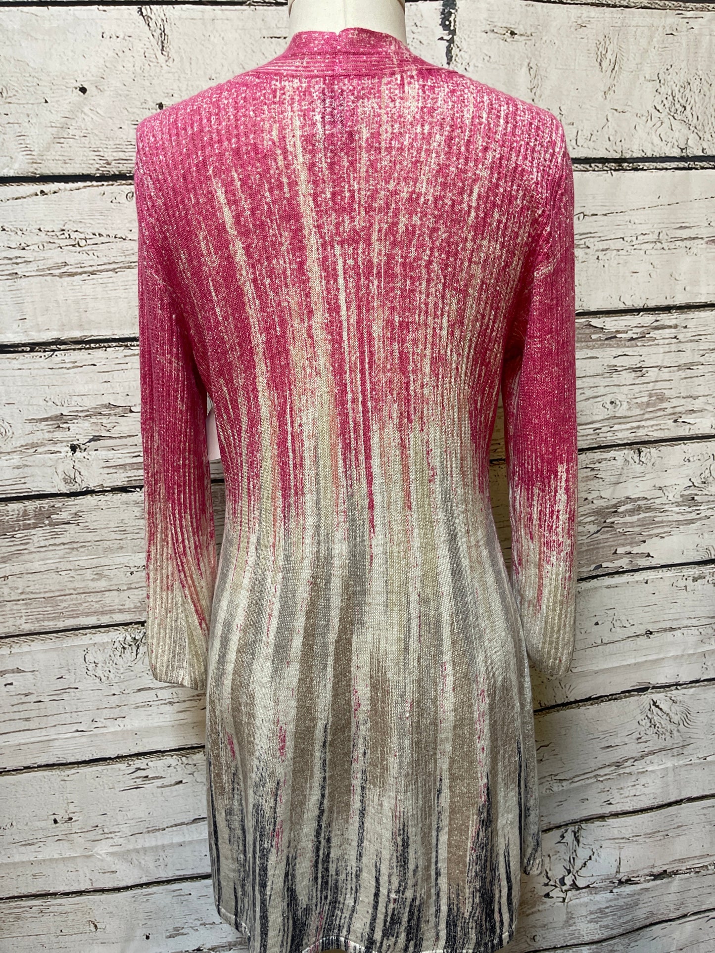 Sweater Cardigan By Nic + Zoe In Pink & Tan, Size: M