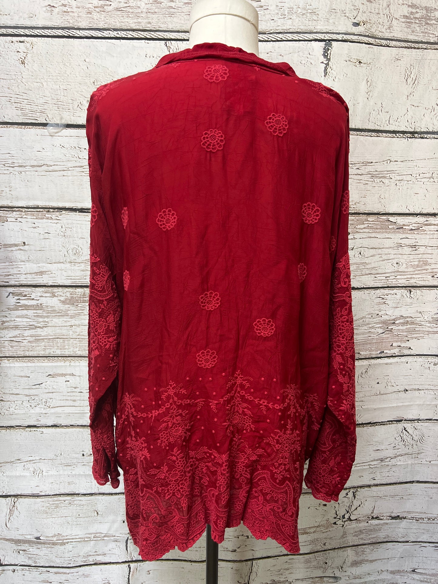 Red Blouse Long Sleeve Johnny Was, Size 2x