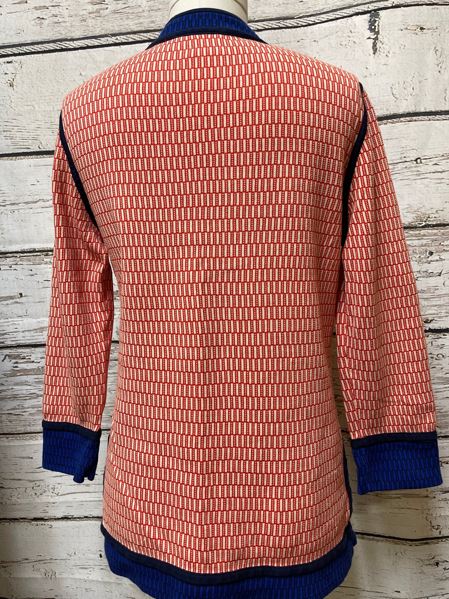 Top Long Sleeve By Tory Burch In Orange & White, Size: Osfm