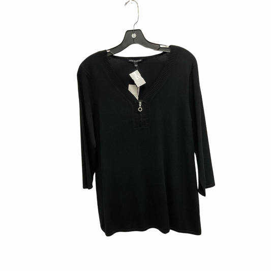 Top 3/4 Sleeve By Cable And Gauge In Black, Size: L