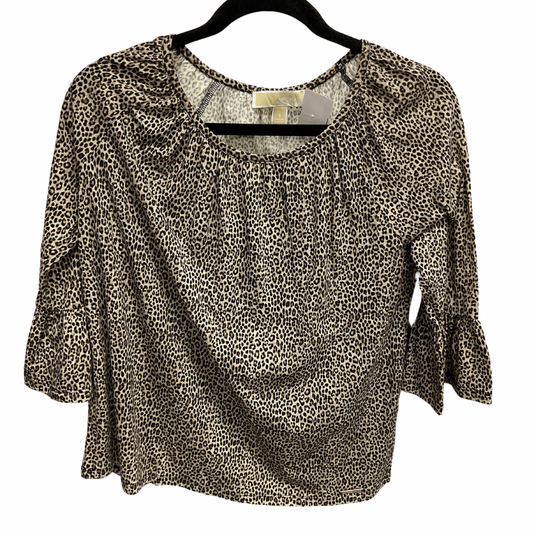 Top 3/4 Sleeve Basic By Michael By Michael Kors In Animal Print, Size: S