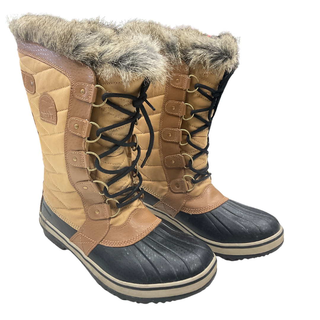 Boots Snow By Sorel In Black & Tan, Size: 10.5