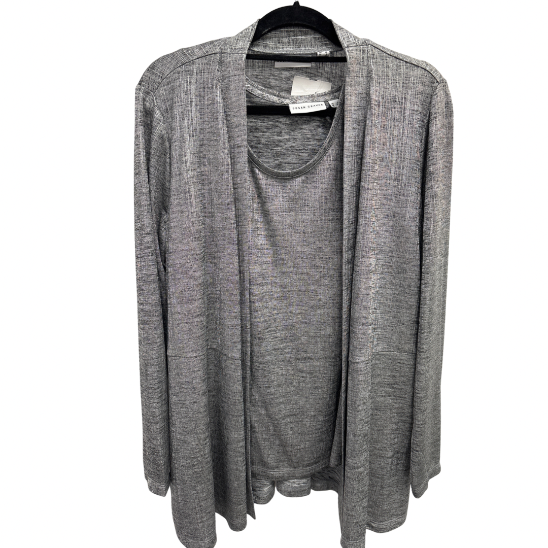 Top 2pc Long Sleeve By Susan Graver In Silver, Size: L