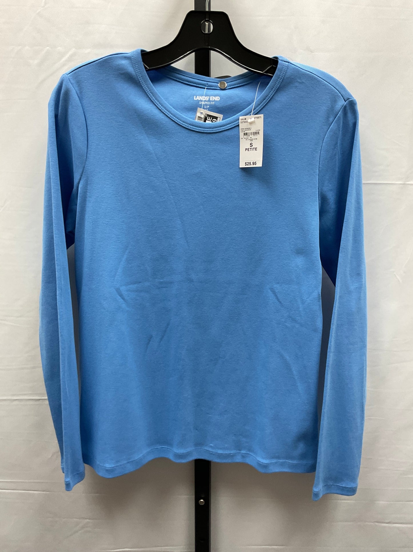 Blue Top Long Sleeve Basic Lands End, Size Petite   S