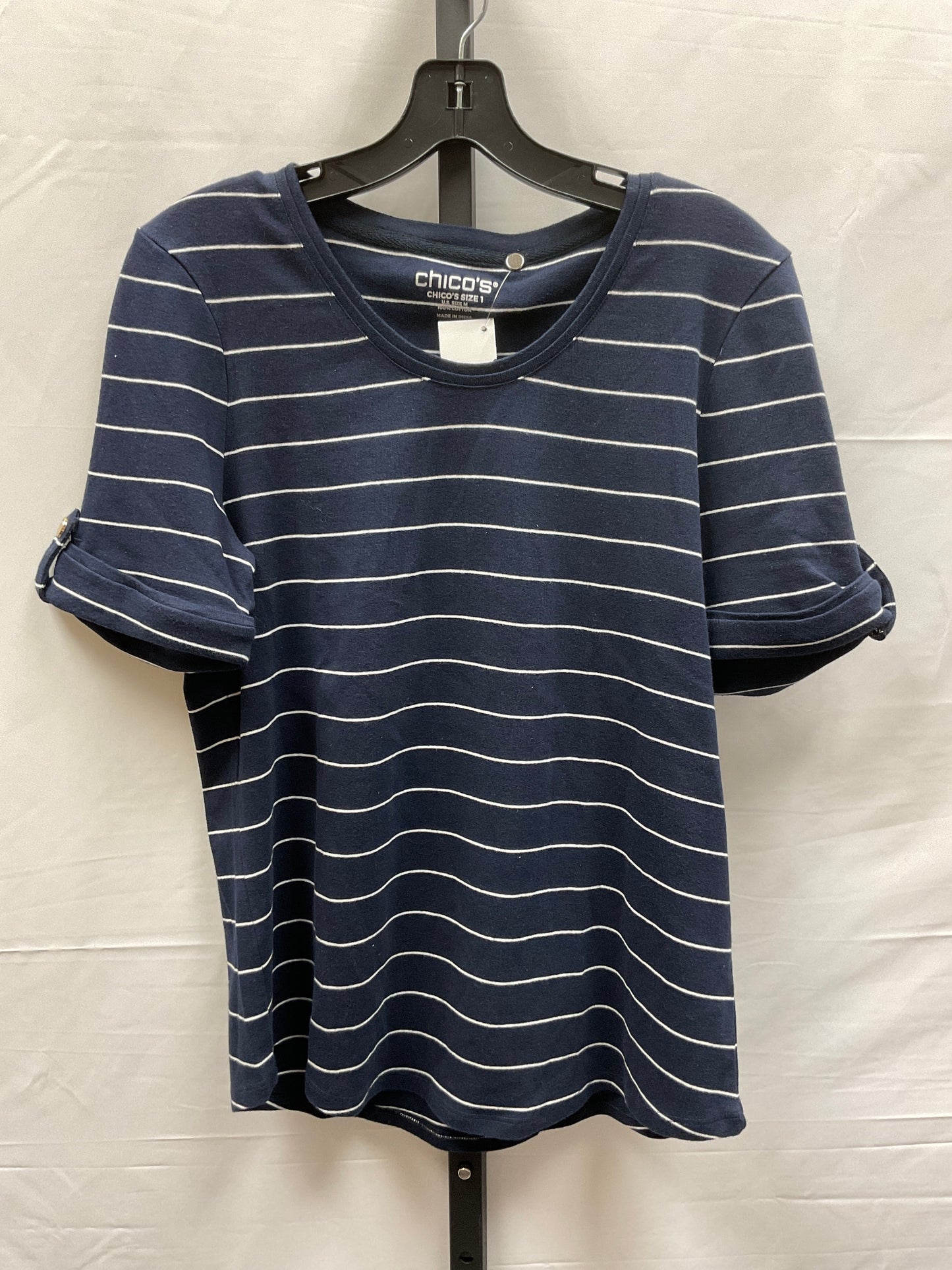 Striped Pattern Top Short Sleeve Chicos, Size M