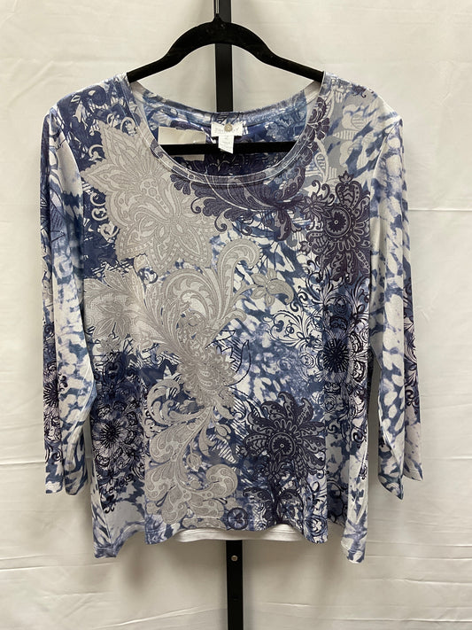 Blue & Silver Top 3/4 Sleeve Zenergy By Chicos, Size L