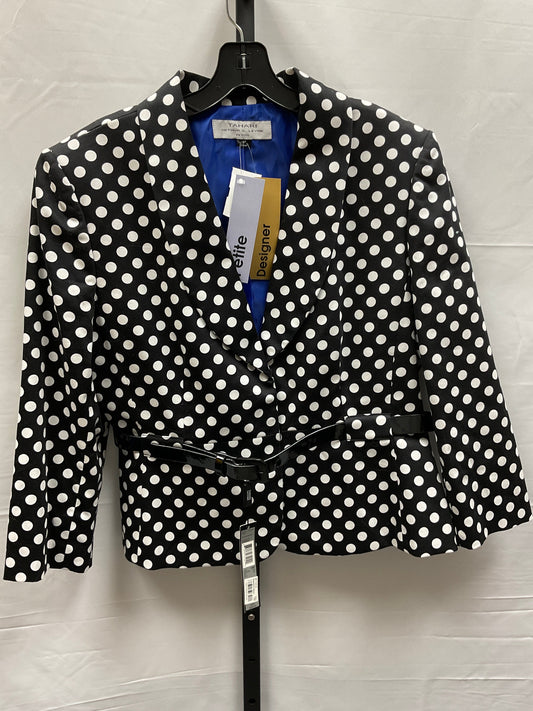 Polkadot Pattern Blazer Designer Tahari By Arthur Levine, Size Petite L