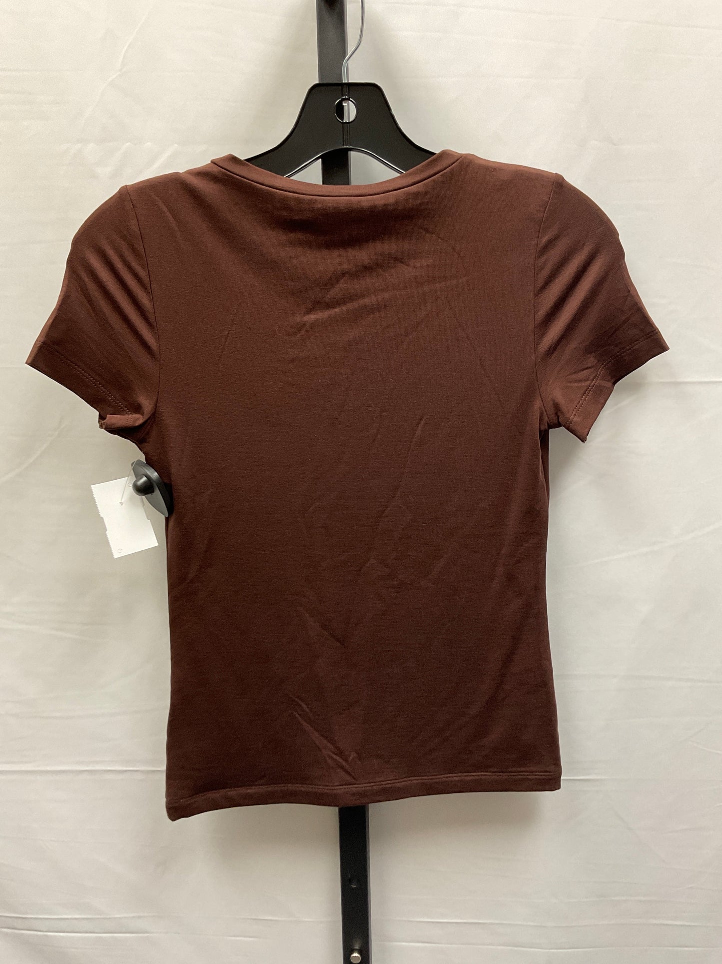 Brown Top Short Sleeve Basic Express, Size Xs