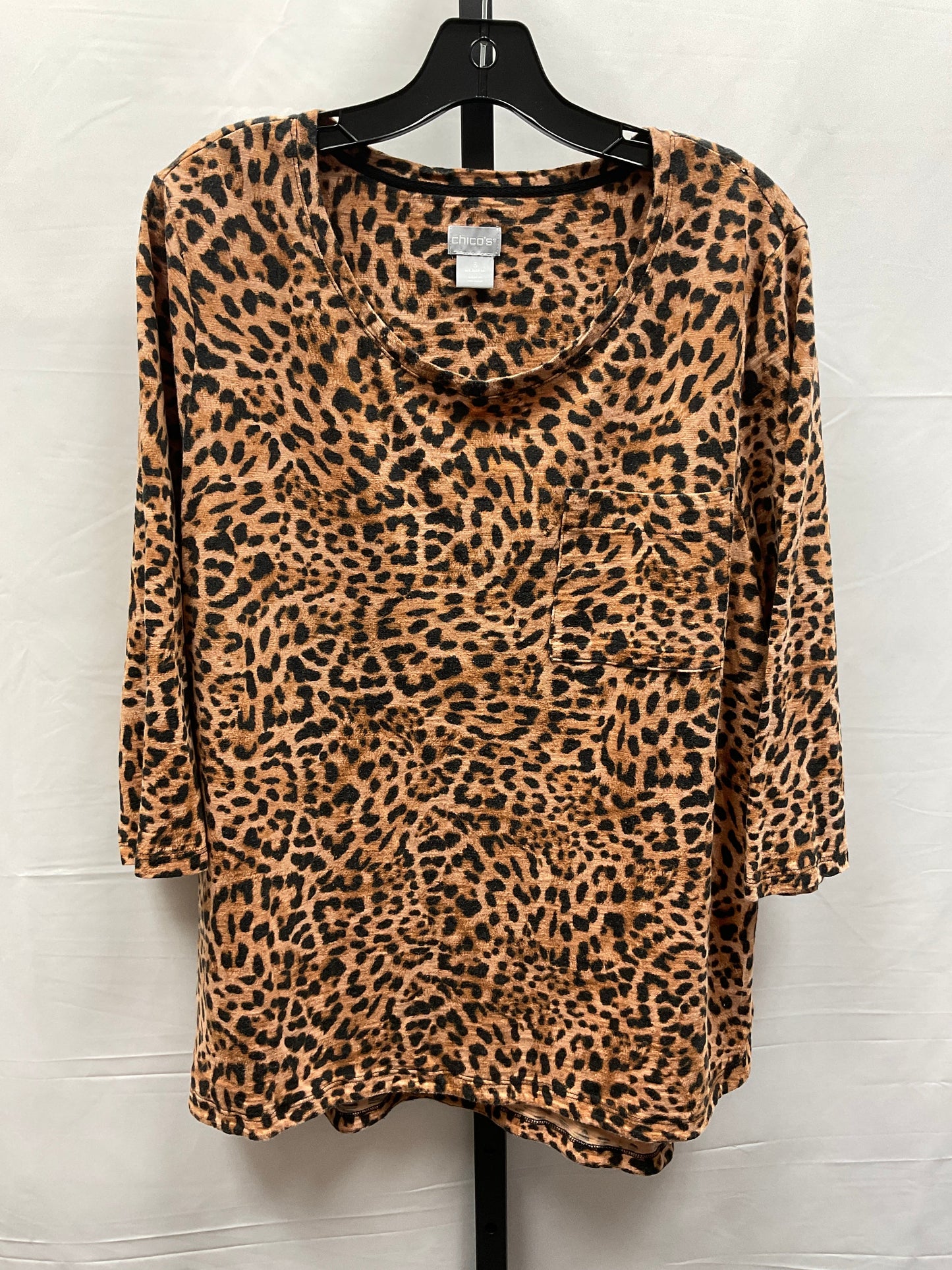 Top 3/4 Sleeve By Chicos In Animal Print, Size: Xl