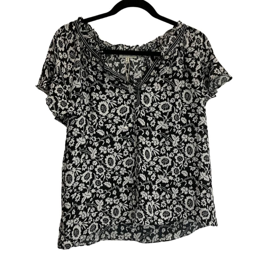 Top Short Sleeve By Max Studio In Black & White, Size: S